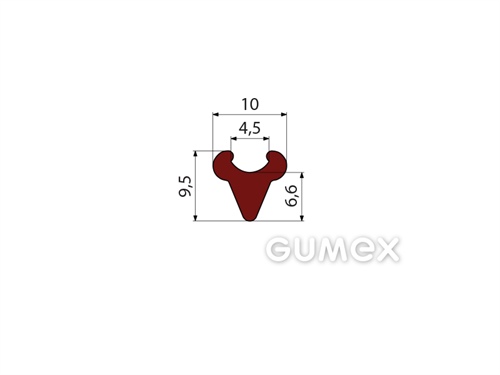 Silikonový profil tvaru "V", 9,5x10mm, 60°ShA, -60°C/+275°C, červenohnědý